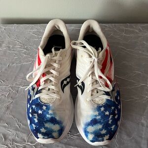 Woman’s Kinvara running shoes patriotic design size 11